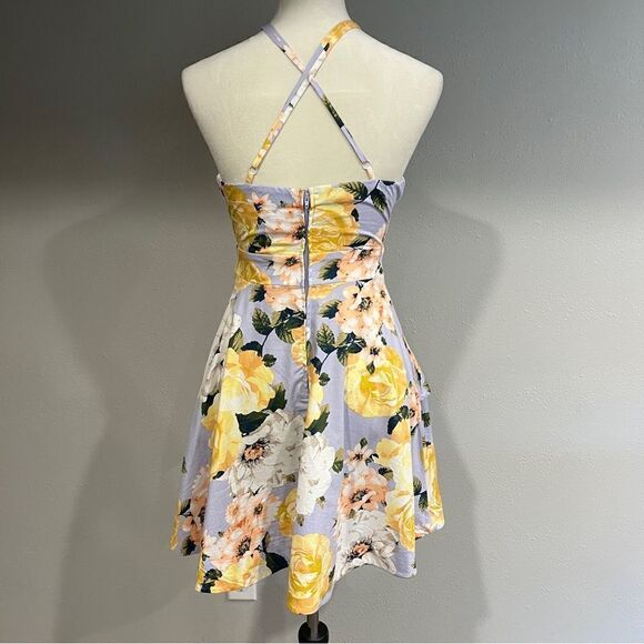 Speechless adjustable straps mini floral halter skater style sundress - Picture 7 of 15